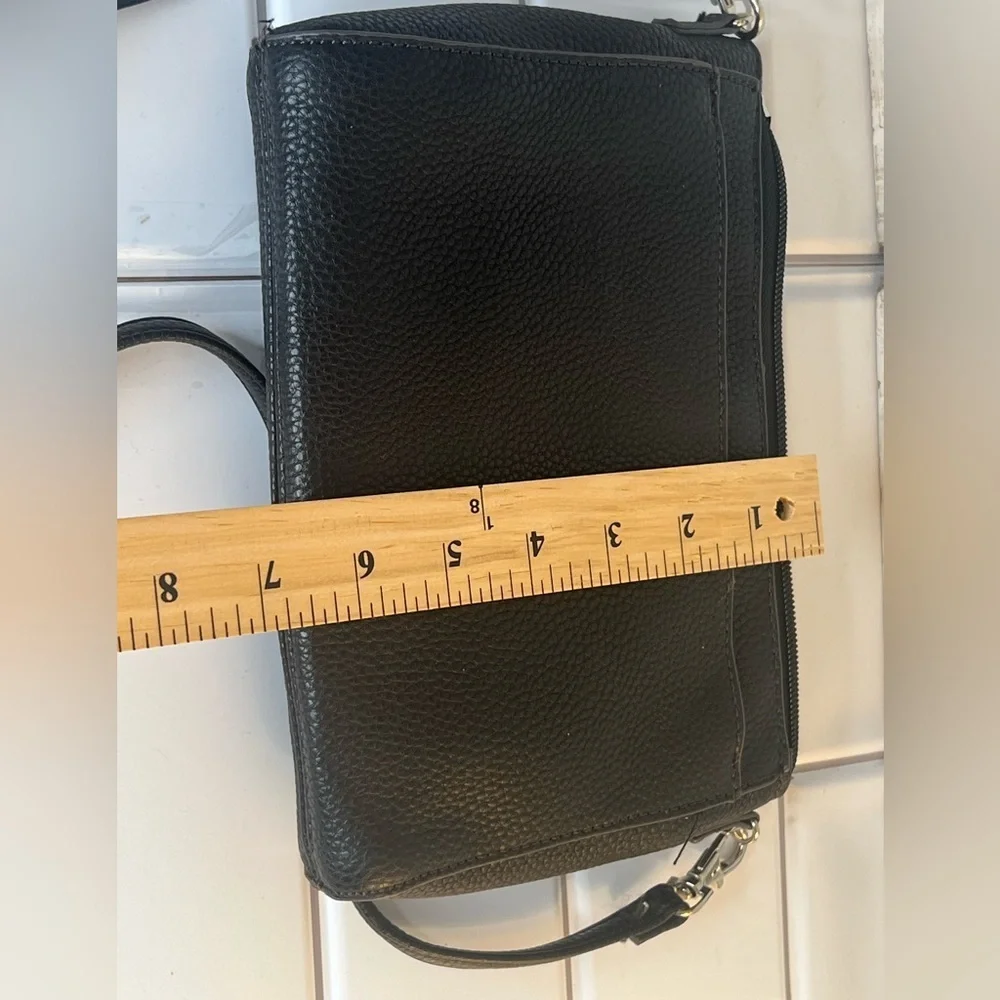 Liz Claiborne Black Textured Leather Crossbody Bag
